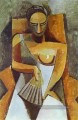 Femme avec un fan 1908 cubiste Pablo Picasso